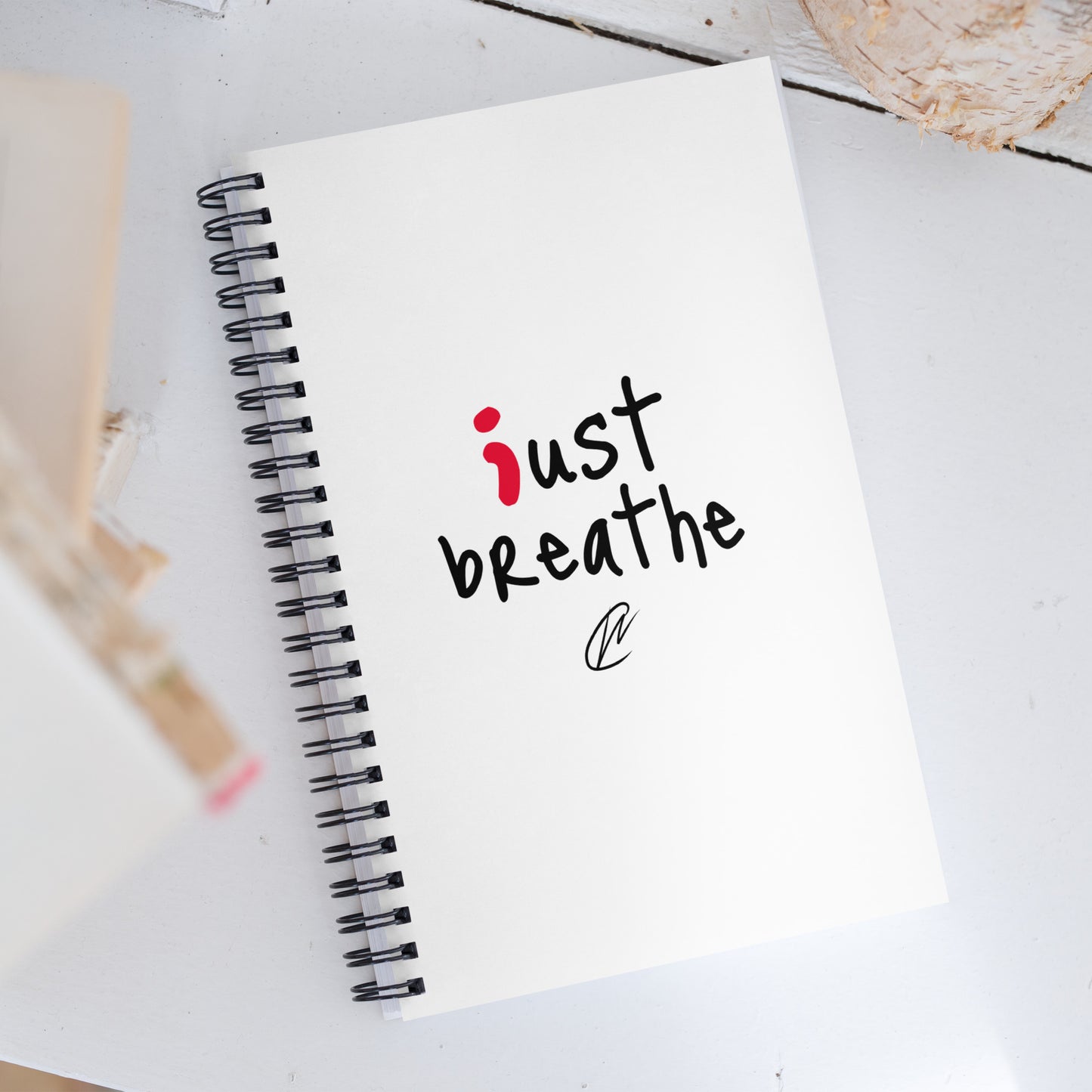 Just Breathe - White Notebook